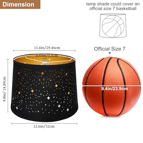 Black Drum Lampshades Set of 2 with Sky Stars Design