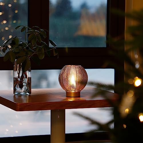 Battery Operated Decorative Glass Table Lamp with Timer Amber