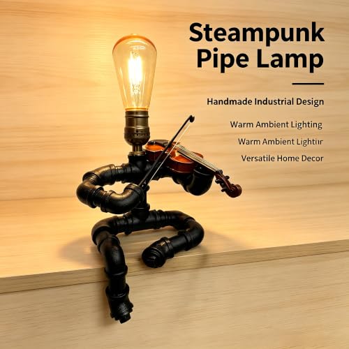 Industrial Pipe Violinist Table Lamp
