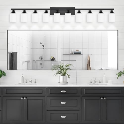 10 Light Bathroom Vanity Lights Over Mirror 65.4 inch Black (10 Count)