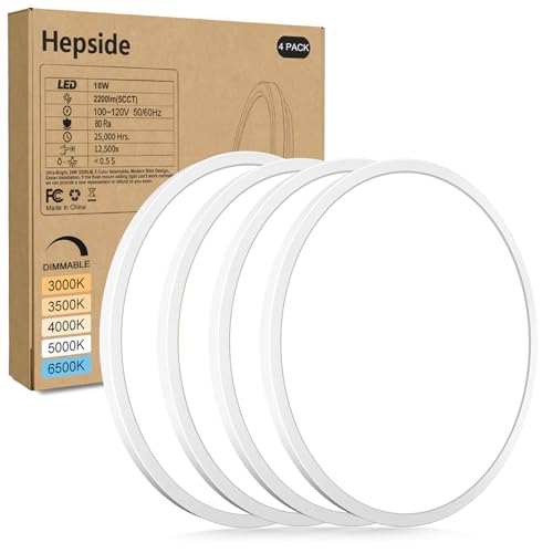 4Pack LED Flush Mount Ceiling Light Fixture (4 Count)