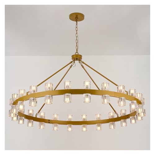 48 Inch Gold Crystal Wagon Wheel Chandelier