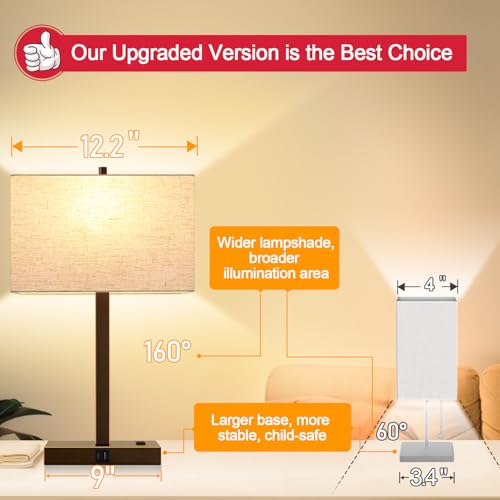 21" Set of 2 Table lamp with USB A+C & AC Outlets (2 Count)
