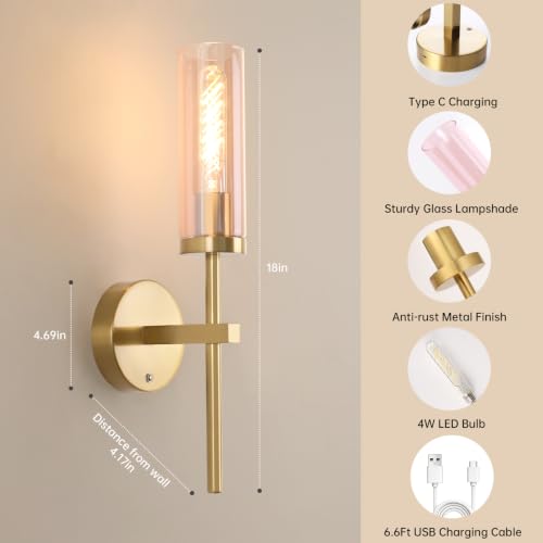 Battery Operated Wall Sconces Set of 2 (2 Count)