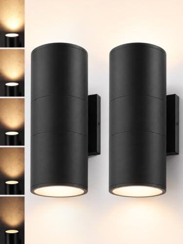 2 Pack 12 Inch 3000K LED Cylinder Up Down Wall Light Outdoor (2 Count)