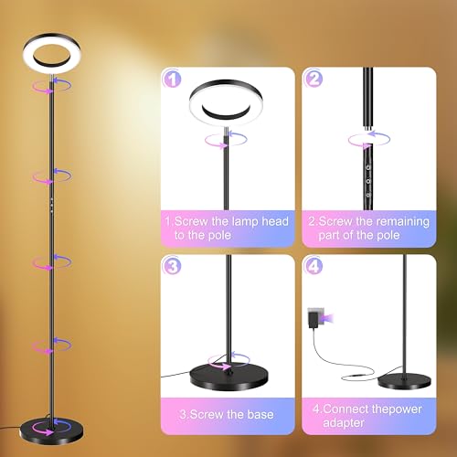36W 3500LM Super Bright Floor Lamps for Living Room (Black-Single Sided)