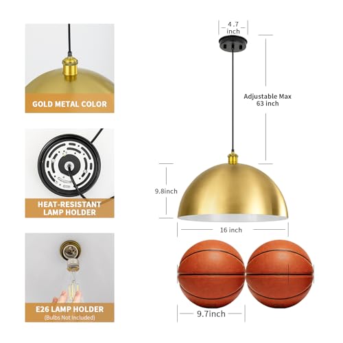 Large Brushed Gold Pendant Light