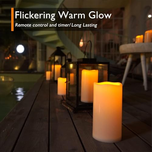 10" x 4" Large Waterproof Outdoor Flameless Candles with Remote Control and Timer (4 Count)