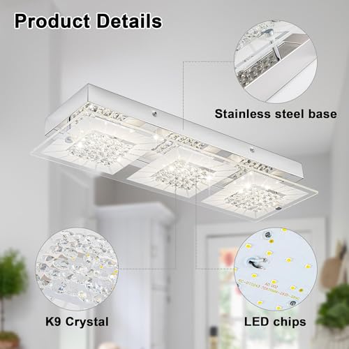 Crystal Ceiling Light Flush Mount Modern Rectangle Ceiling Light Fxiture