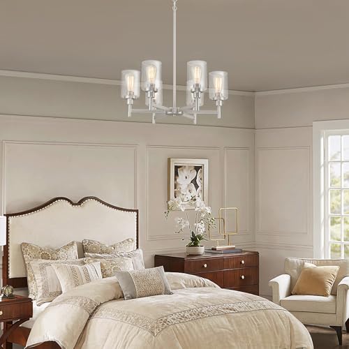 6 Light Brushed Nickel Chandeliers for Dining Room Light Fixture