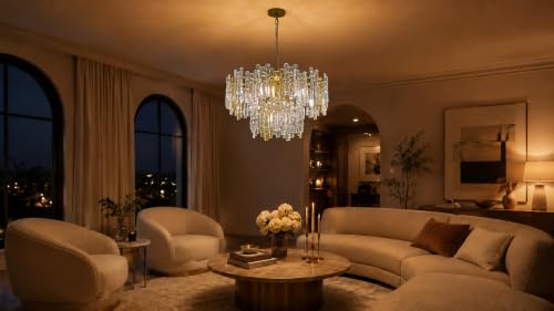 26" 7 Light Modern Art Ice Stick Crystal Chandelier
