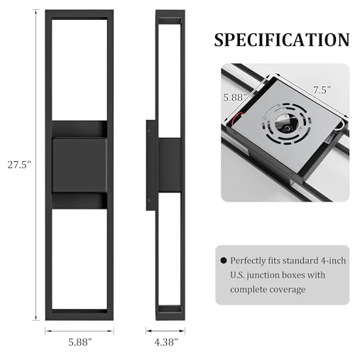 27.5 Inch Modern Outdoor Wall Light 3000K 1000LM 20W Integrated LED