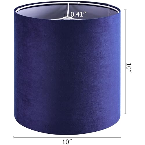 Drum Lamp Shades Set of 2 Small Blue Velvet Lampshade 10"Top×10"Bottom×10"High (2 Count)