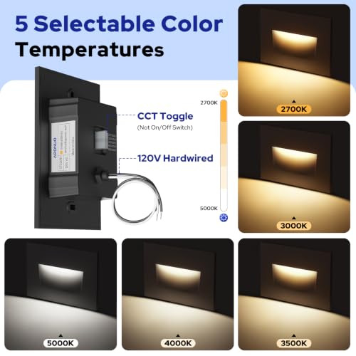 120V Hardwired Dimmable LED Stair Lights for Standard Gang Box (6 Count)
