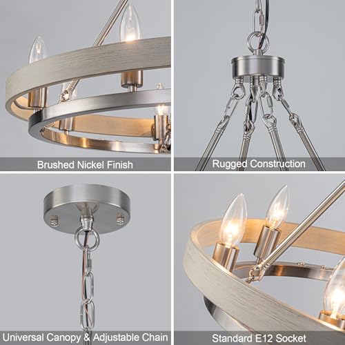 29" Brushed Nickel Wagon Wheel Chandelier