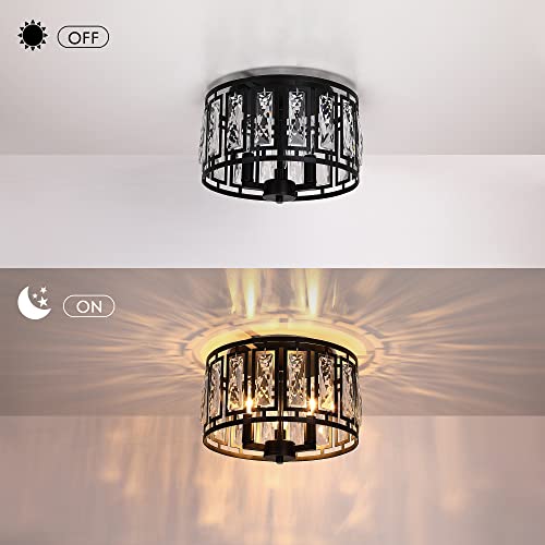 3 Light Crystal Black Ceiling Light
