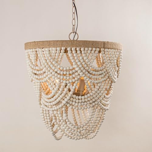 Boho Wood Beaded Chandelier