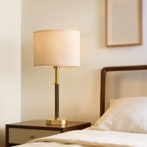 Wood Table Lamps 22" Mid Century Modern Lamps for Bedroom Living Room Lamps (2 Count)
