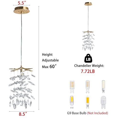 8.3" Crystal Pendant Light for Kitchen Island