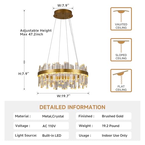 Modern Gold Crystal Led Chandelier
