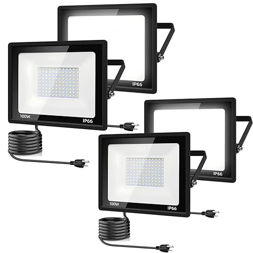4Pack 100W LED Flood Light Outdoor (4 Count)