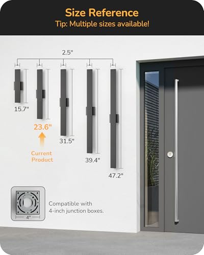 23.6" Modern Outdoor Wall Light (2 Count)