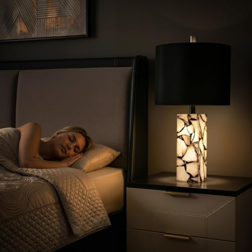 23" Alabaster Table Lamps Set of 2 for Bedroom with Night Light (2 Count)
