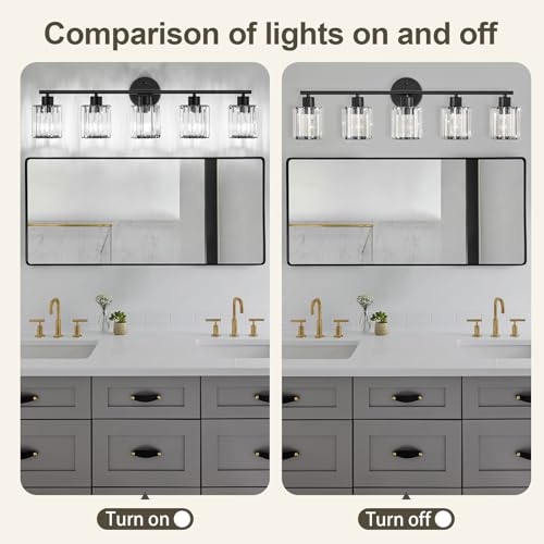 Modern Black Crystal Bathroom Light Fixtures
