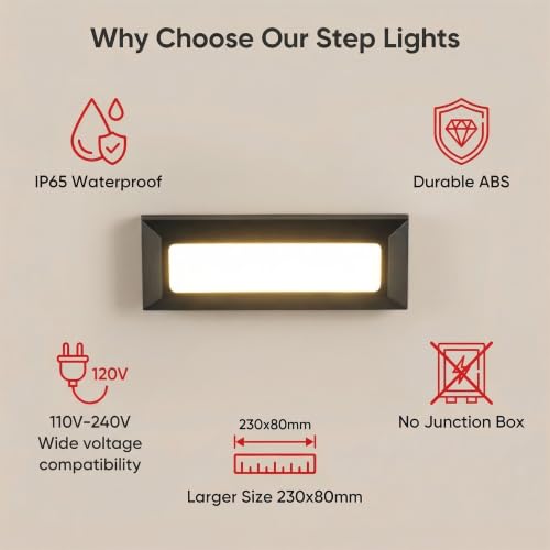 Upgraded Dimmable 3 Color LED Outdoor Indoor Step Lights