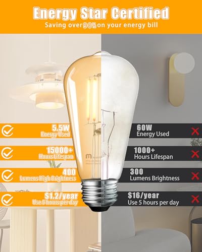 Dimmable Vintage E26 LED Light Bulb (16 Count)
