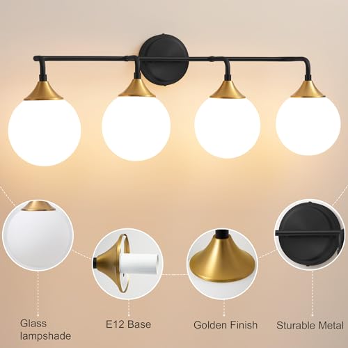 Black Gold Bathroom Light Fixtures Over Mirror Vanity 4