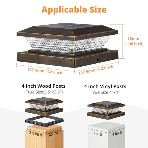 4x4 Solar Post Cap Lights Outdoor 4 Pack (4 Count)