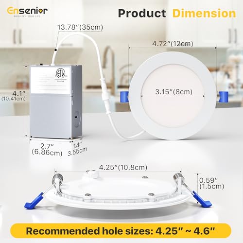 12 Pack 4 Inch LED Recessed Ceiling Light (12 Count)