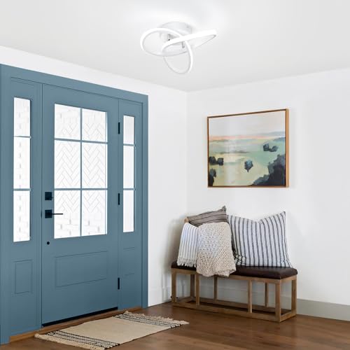 Hallway Light Fixtures 6000K Cool White Modern Led Ceiling Light Fixtures Close to Ceiling Light for Hallway Kitchen Bedroom Bathroom Curved Design Ceiling Lamps