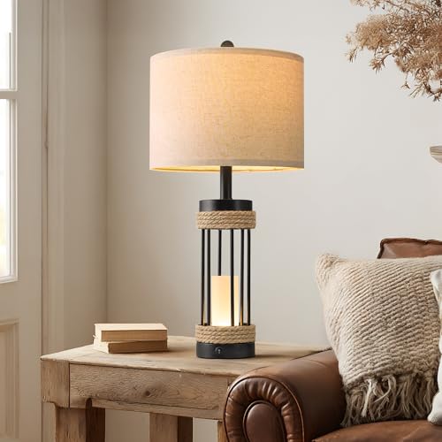 25" Table Lamps Set of 2 with Night Light (2 Count)