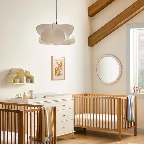 Wabi Sabi Style White Fabric Pendant Light for Kitchen Island