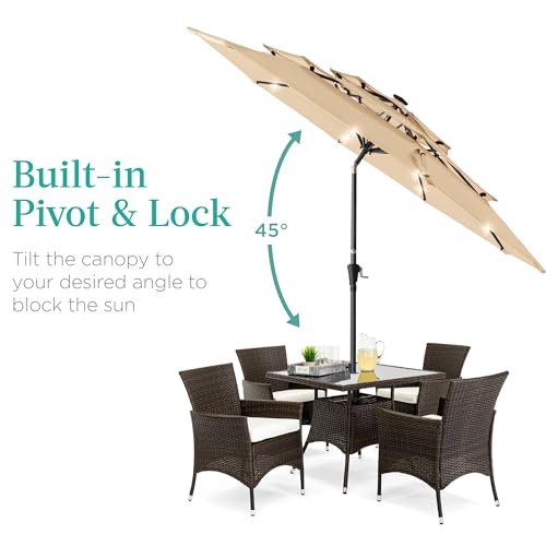 10ft 3 Tier Solar Patio Umbrella
