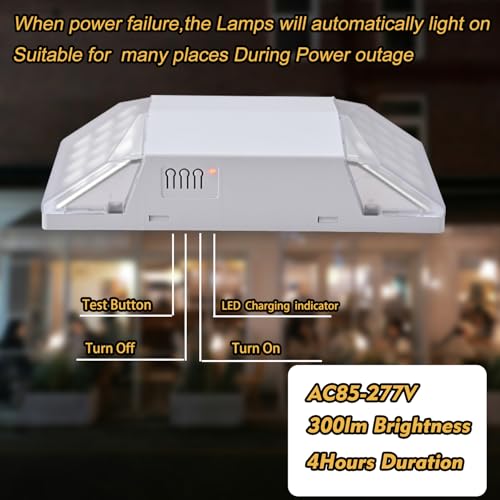 Plug Emergency Lights for Business Home Power Failure Outage 4Hours 300lm LED Exit Lighting Fixtures with Battery Backup AC85