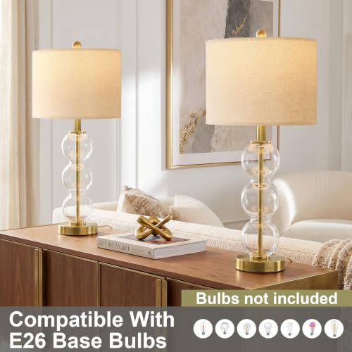 25" Glass Table Lamps Set of 2 (2 Count)