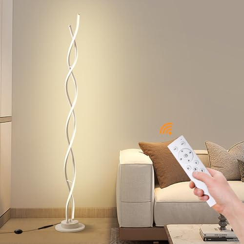 Modern Floor Lamps for Living Room White 3‑Color Remote Dimmable