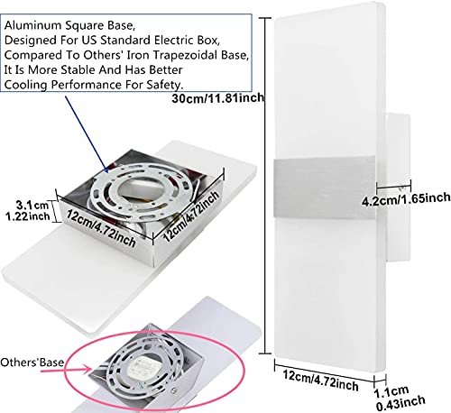 Set of 2 12W Dimmable Modern LED Wall Sconce Cool White (2 Count)