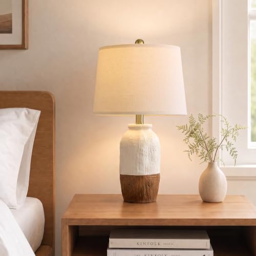22.5" White Ceramic Table Lamps for Bedroom