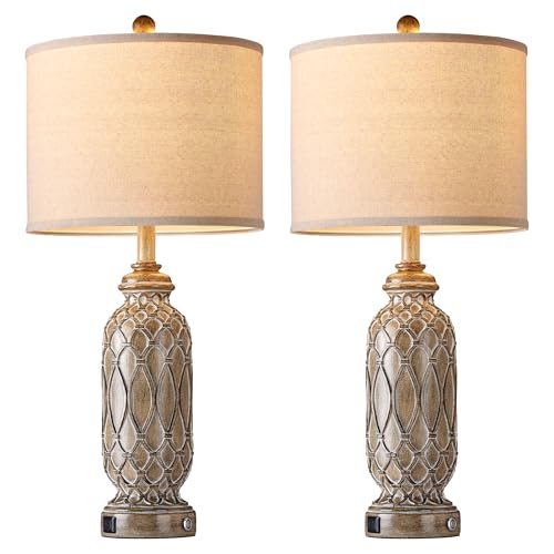 Farmhouse Lamps for Living Room Set of 2 (2 Count)