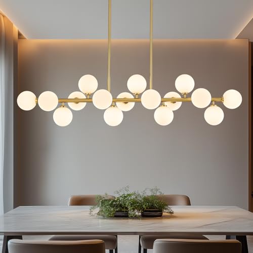 55" Long Brass Gold Chandeliers for Dining Room Kitchen Island