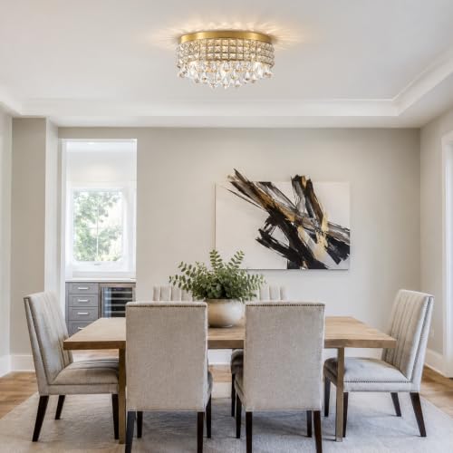 Gold Crystal Flush Ceiling Lights (Elegant Gold)