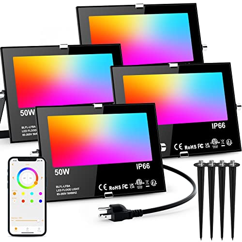 Flood Lights Outdoor RGB with Stake (4 Count)