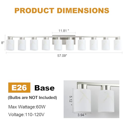 10 Light Bathroom Light Fixtures (10 Count)