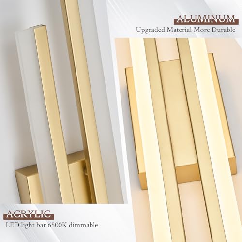 LED Wall Sconce Gold Modern Remote Wall Light Fixtures for Living Room