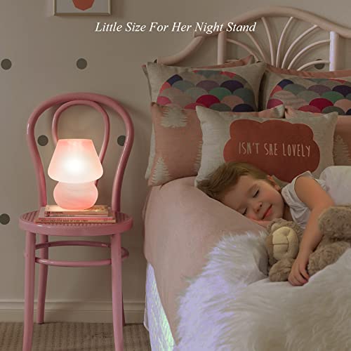 Mushroom Lamp Cute Table Lamp for Bedroom Nightstand Soft Light Pink
