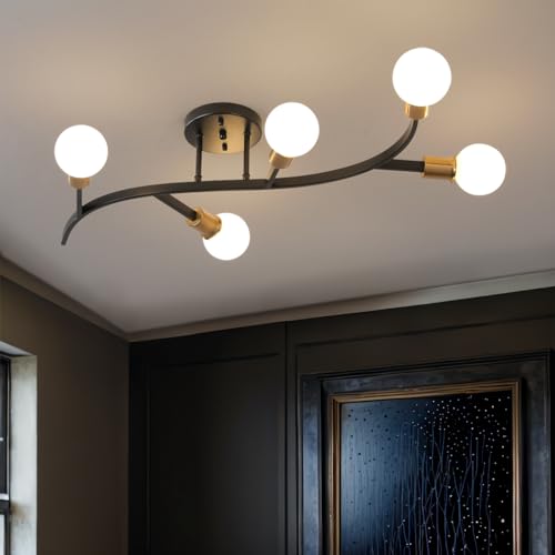 Black and Gold Modern Sputnik Ceiling Light Fixture 5